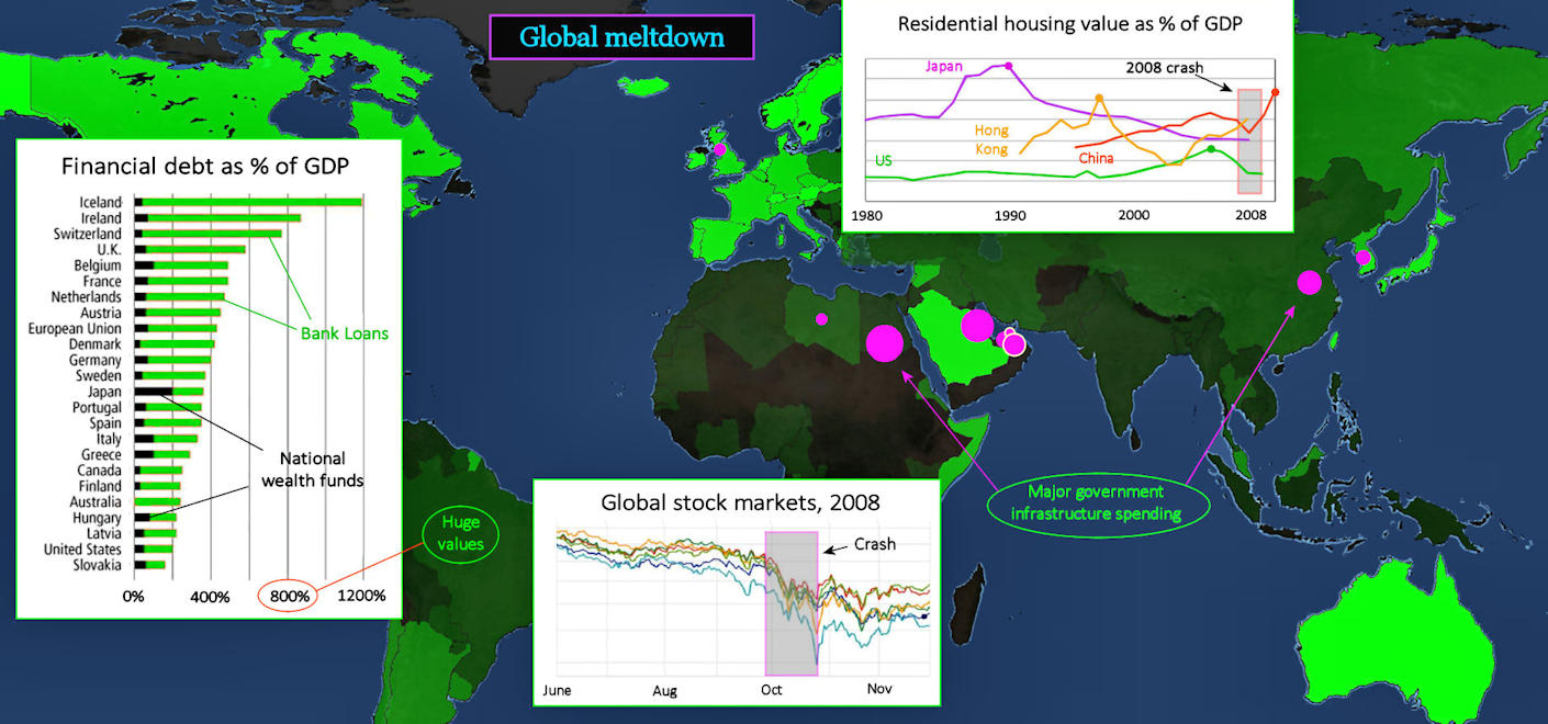 Global debt meltdown, 2010s map